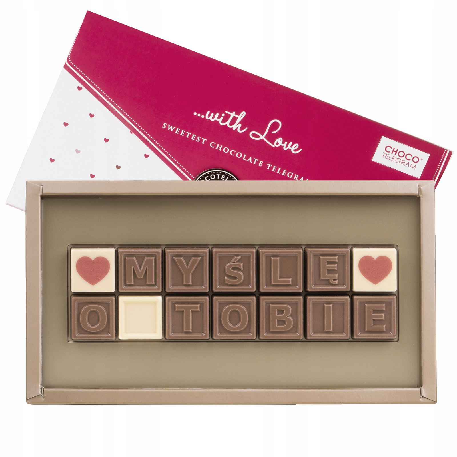 Čokoládový telegram Dárek pro dívku čokoládky Myslím na tebe