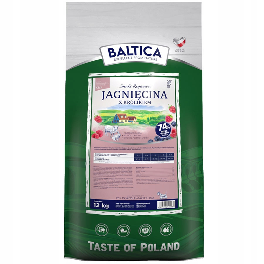 Baltica Příchutě Oblastí Jehněčí S Králíkem Xs/s 12kg Pro Malá Plemena