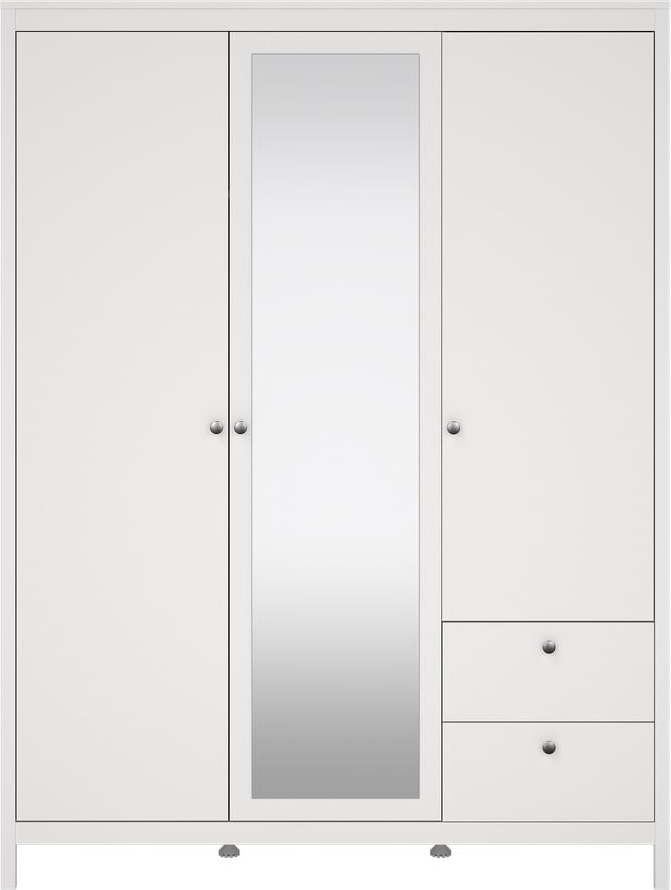 Bílá šatní skříň se zrcadlem 150x199x58 cm Madrid – Tvilum