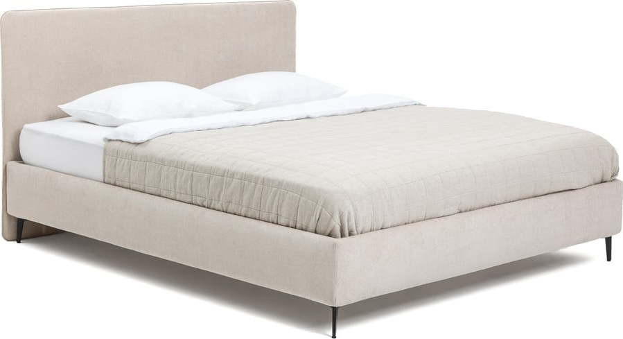 Béžová čalouněná dvoulůžková postel s roštem 180x200 cm Noira Slim – Bonami Selection