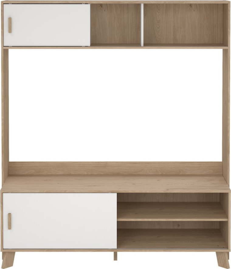 Bílá/v přírodní barvě TV sestava v dekoru dubu 159x181x48 cm Ikast – Tvilum