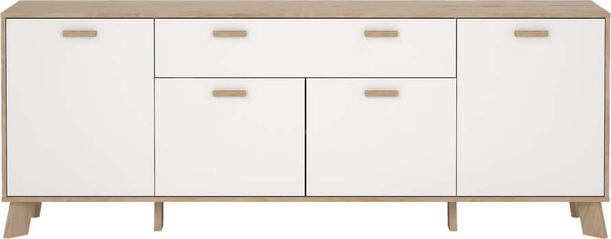 Bílá/v přírodní barvě komoda v dekoru dubu 196x73x39 cm Ikast – Tvilum