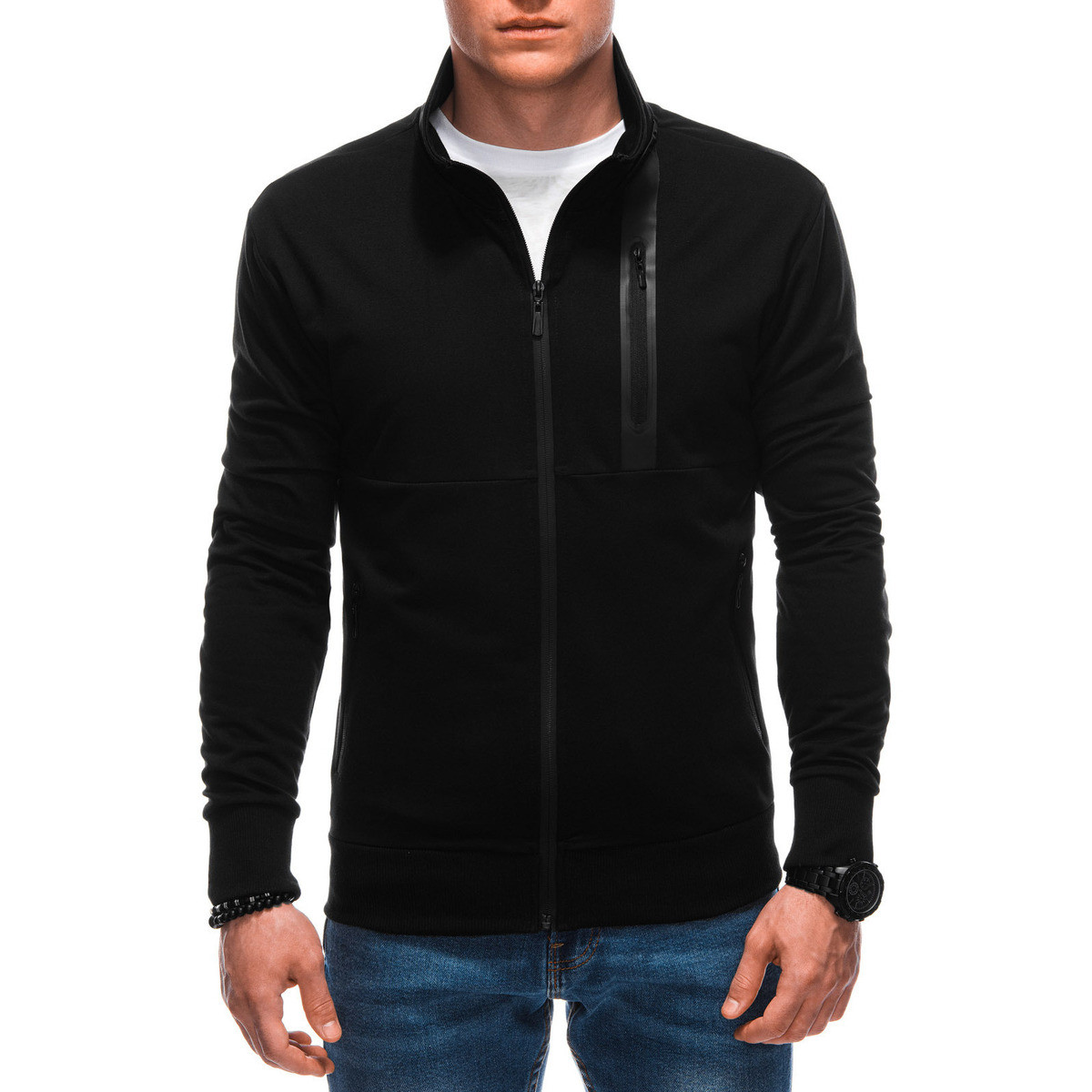 Deoti  Ombre Clothing Pánská mikina na zip Philippon černá  Černá