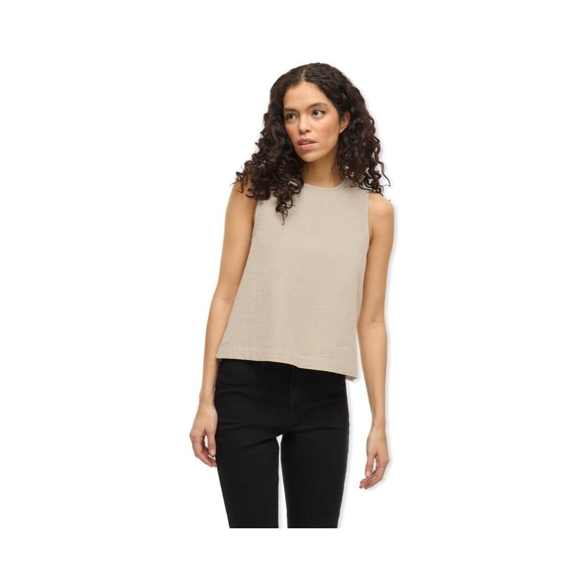 Vila  Top Lania Short - Feather Gray  Béžová