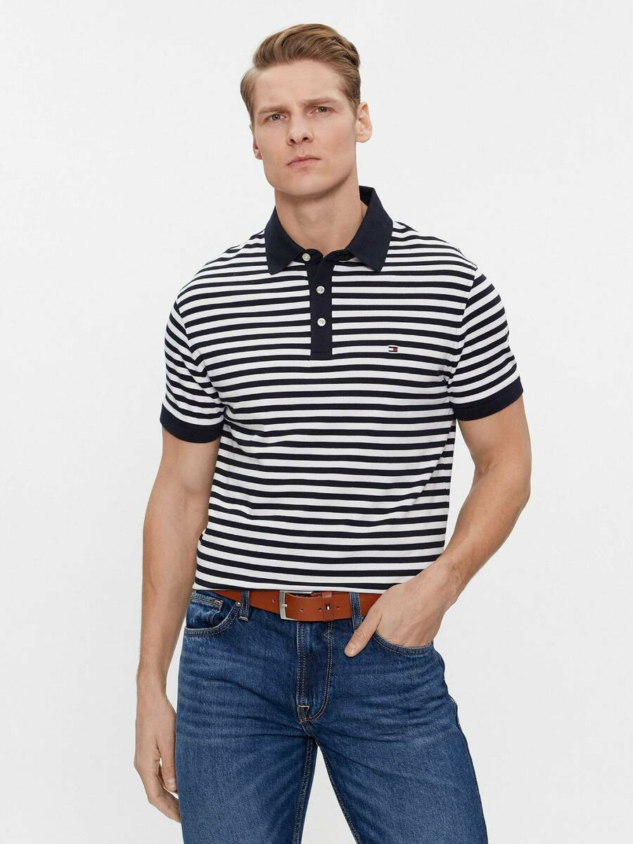 Tommy Hilfiger pánské pruhované polo tričko - L (0A4)