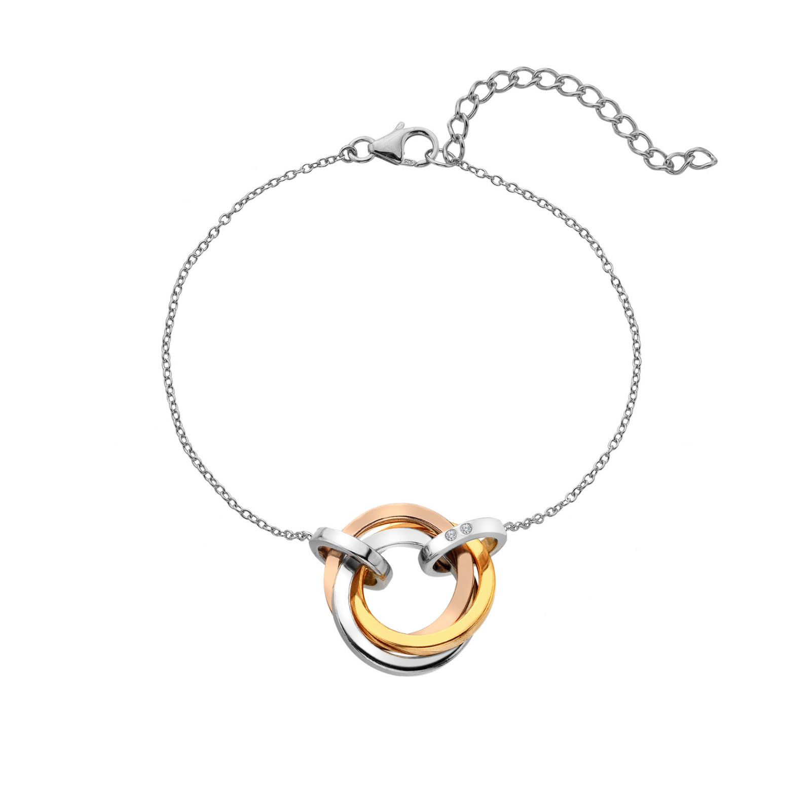 Hot Diamonds Luxusní tricolor náramek s diamanty Trio DL707