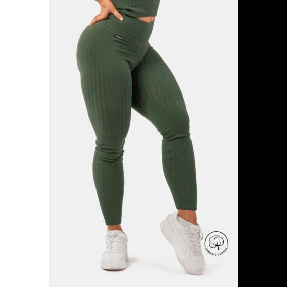 Nebbia Žebrované legíny s vysokým pasem z organické bavlny 405