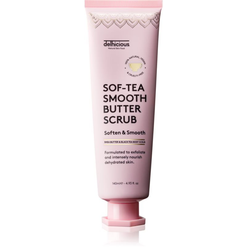 delhicious Sof-Tea Smooth Butter Scrub hydratační tělový peeling s exfoliačním účinkem 140 ml