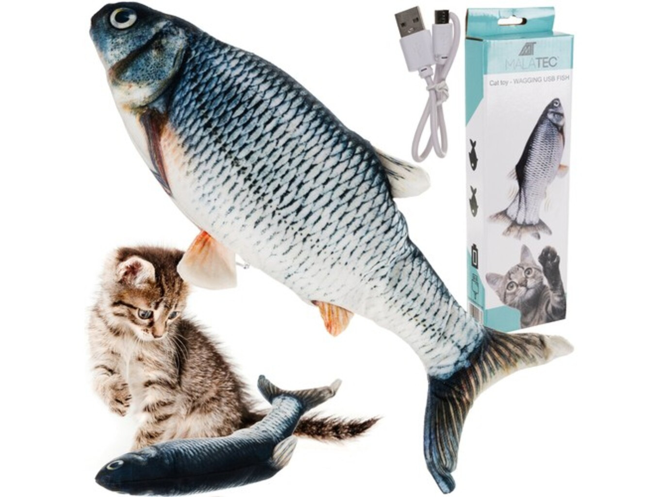 Skákající ryba - hračka pro kočku na USB