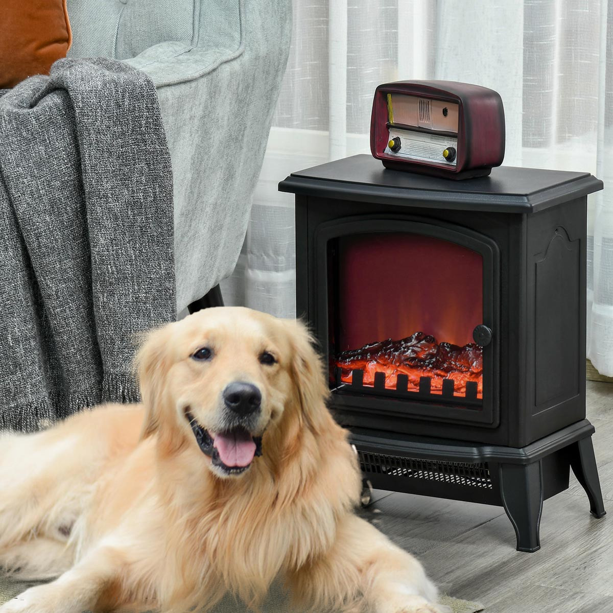 HOMCOM Elektrická krbová kamna