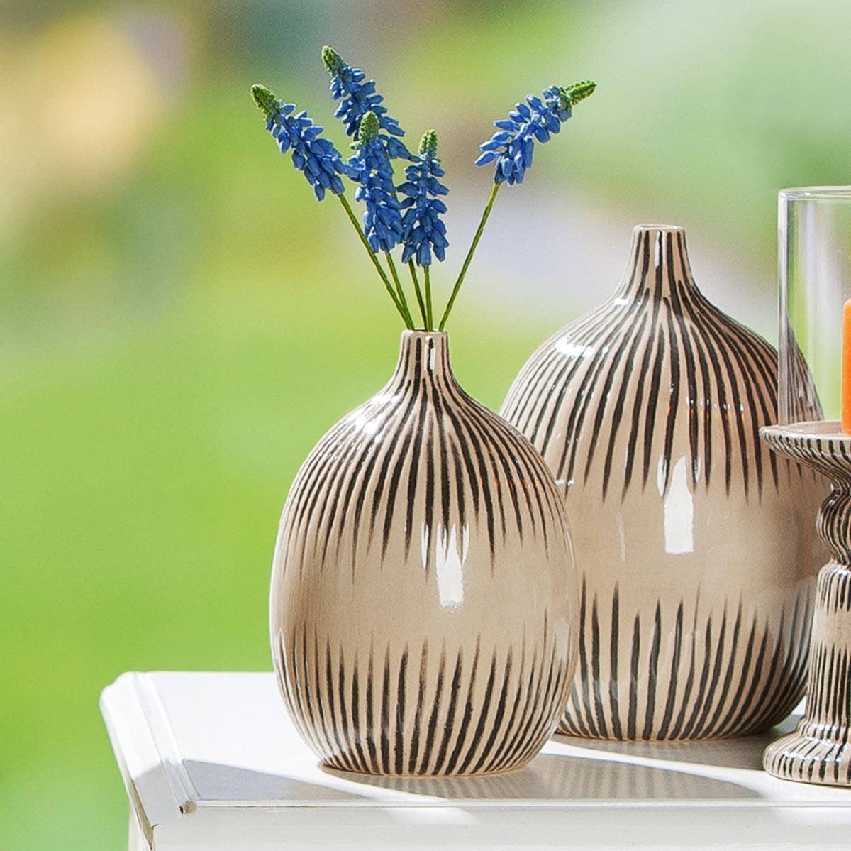 Gilde Keramická váza Pula, krémová, 18 cm