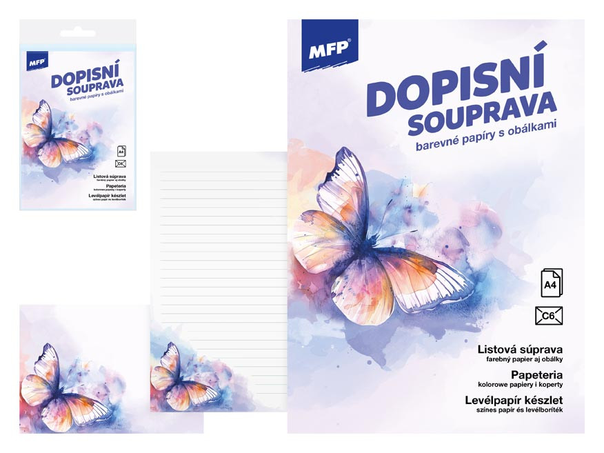 MFP 5550368 Dopisní papír barevný LUX 5+10 (Motýl)