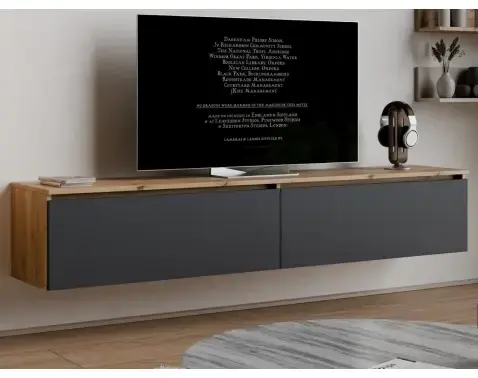 Závěsná TV skříňka Asko Living, 180 cm, dub artisan/antracit