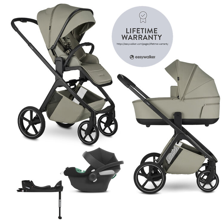 EASYWALKER Kočárek kombinovaný Zoey Sage Green + CYBEX Aton B2 i-Size + základna