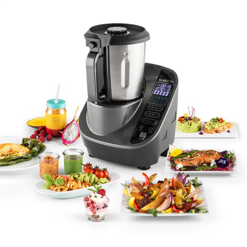 Klarstein Food Circus, šedý, kuchyňský robot, parní hrnec, 16 programů, 1000 W