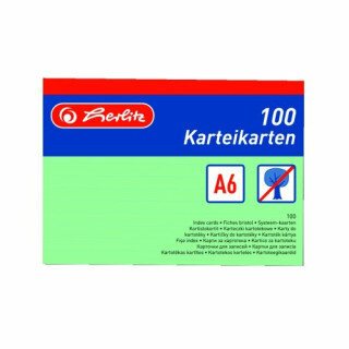 Herlitz - Karty do kartotéky A6, zelené, linka