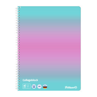 Pelikan - Blok spirálový A4/80 listů, čtvereček, mintová/růžová