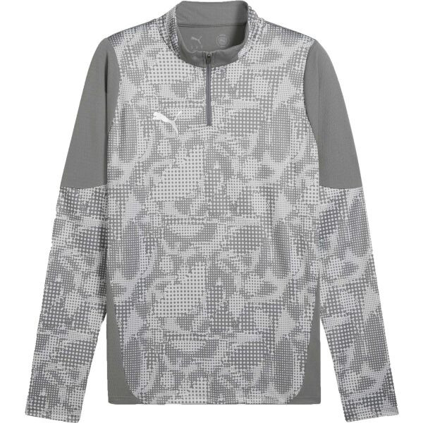 Puma TEAMCUP TRAINING 1/4 ZIP TOP Pánská sportovní mikina, šedá, velikost