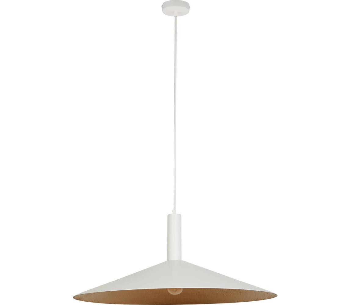 Lustr na lanku CAPRI 1xE27/15W/230V pr. 70 cm bílá/měděná