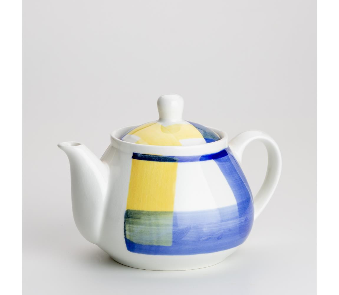 Keramická kávová konvice s víkem Lucie bílá modrá