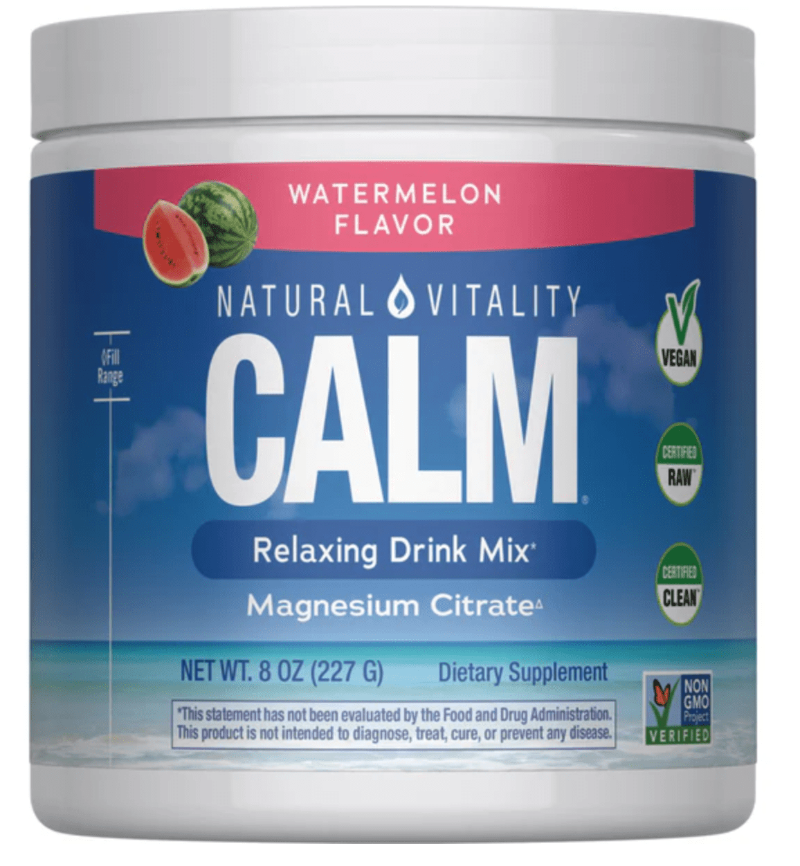 Natural Vitality Calm Magnesium Relaxing Drink Mix, hořčík, meloun, 226 g
