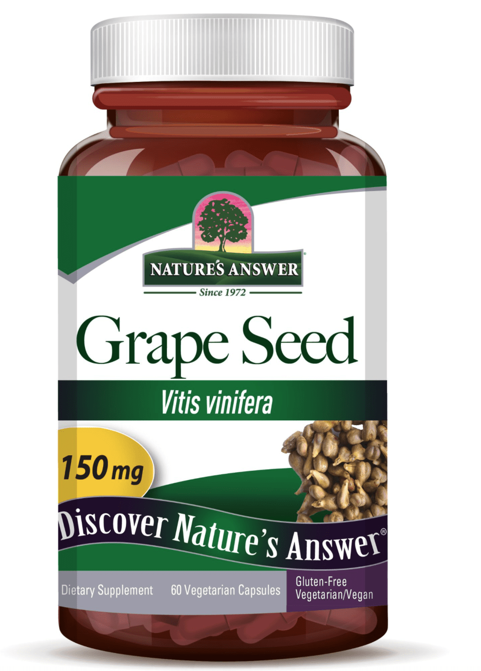 Nature's Answer Grape Seed, hroznová jadérka, extrakt, 150 mg, 60 kapslí