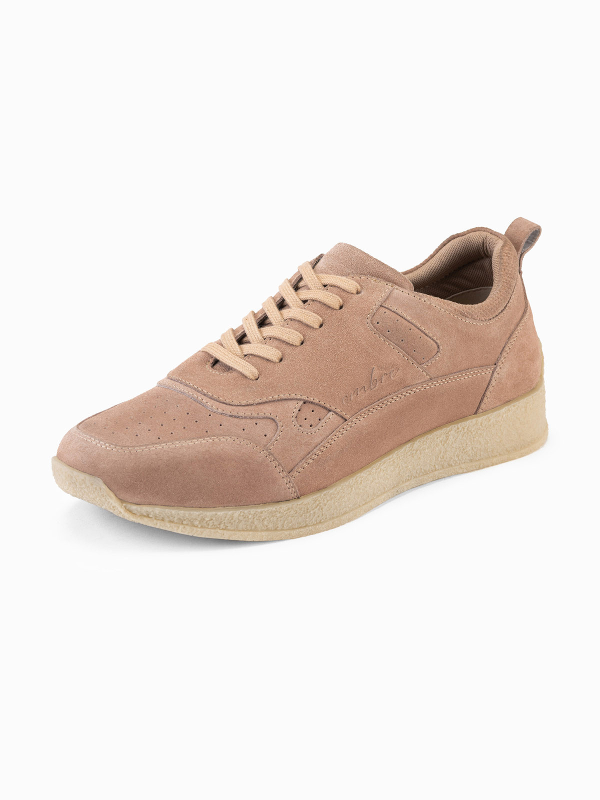 Ombre Men's lightweight suede sports style sneakers - beige