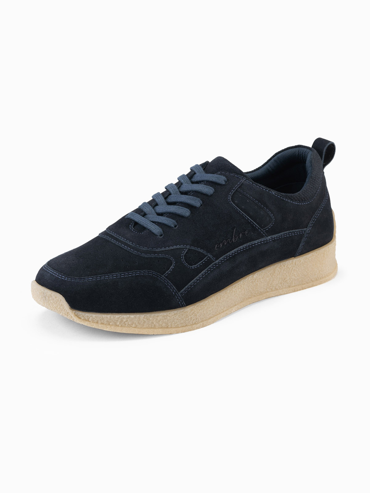 Ombre Men's lightweight suede sports style sneakers - navy blue