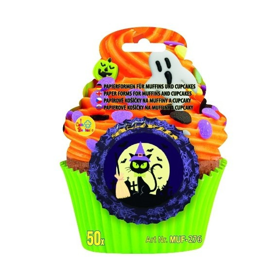 Košíčky na muffiny Halloween kočka 50 ks