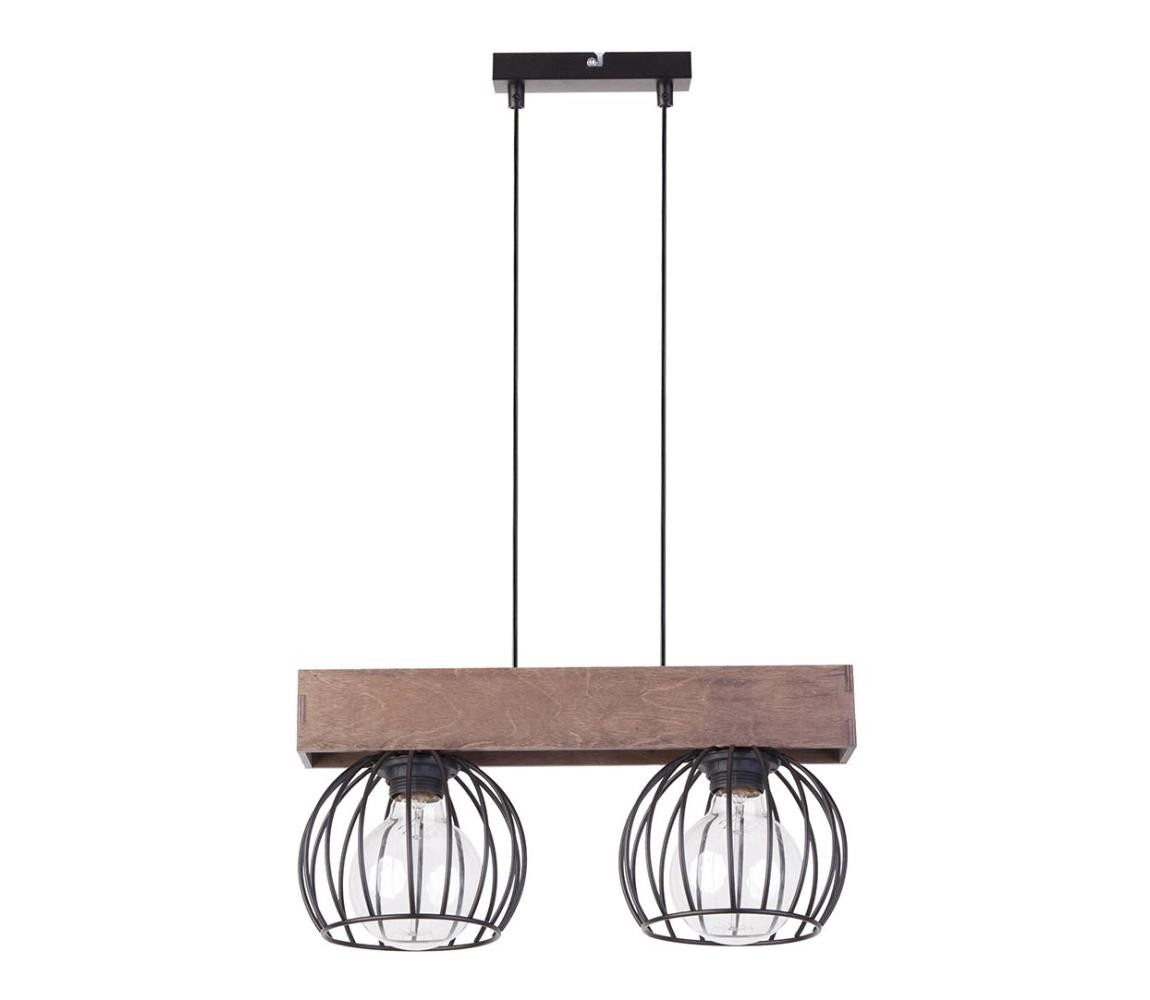 Lustr na lanku MILAN 2xE27/60W/230V dřevo