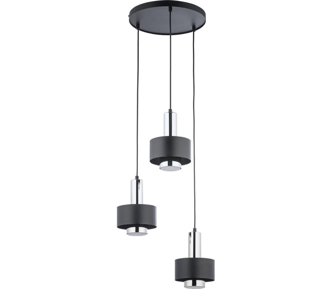 Lustr na lanku RIF LUX 3xGX53/12W/230V pr. 38 cm černá/lesklý chrom