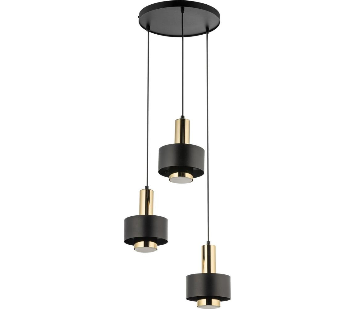 Lustr na lanku RIF LUX 3xGX53/12W/230V pr. 38 cm černá/zlatá