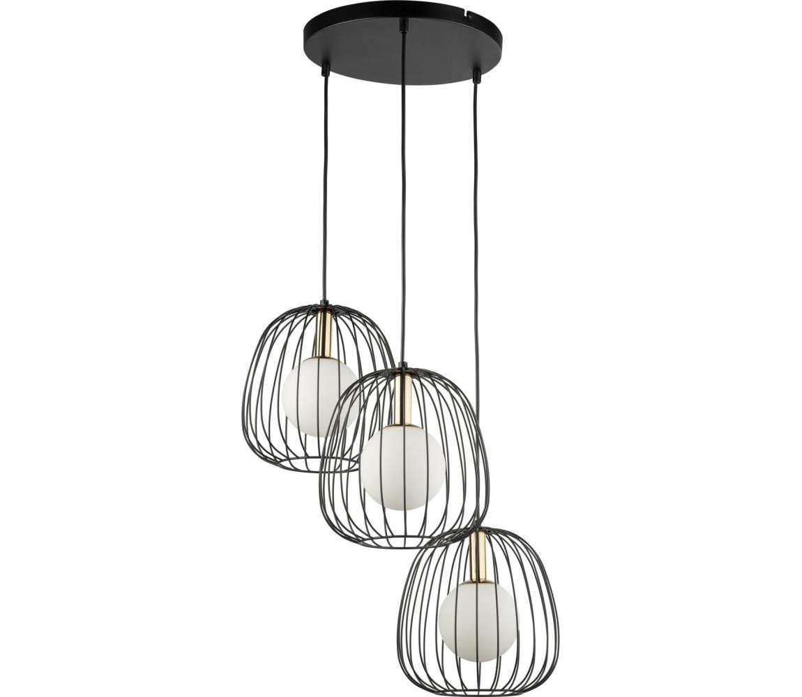 Lustr na lanku BELL 3xG9/12W/230V černá/zlatá