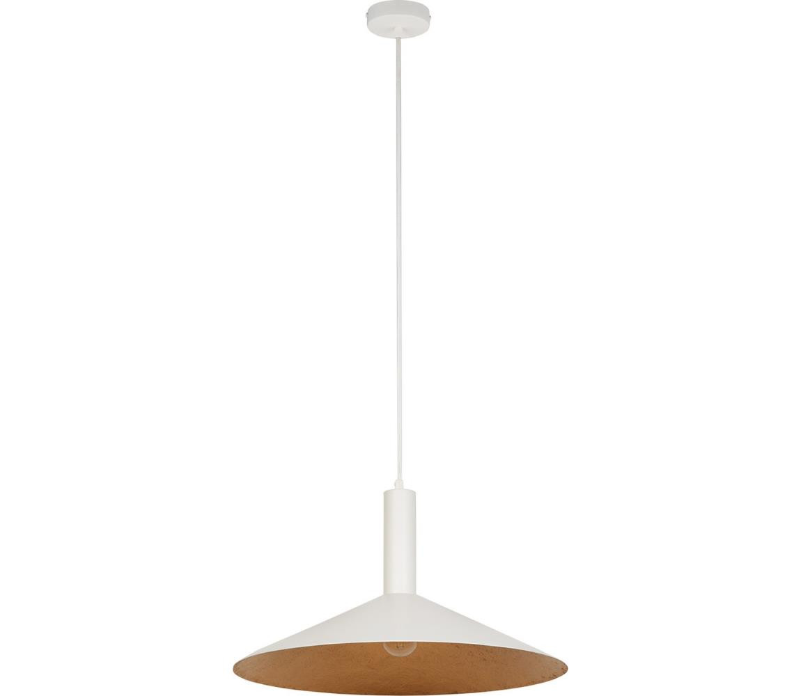 Lustr na lanku CAPRI 1xE27/15W/230V pr. 50 cm bílá/měděná