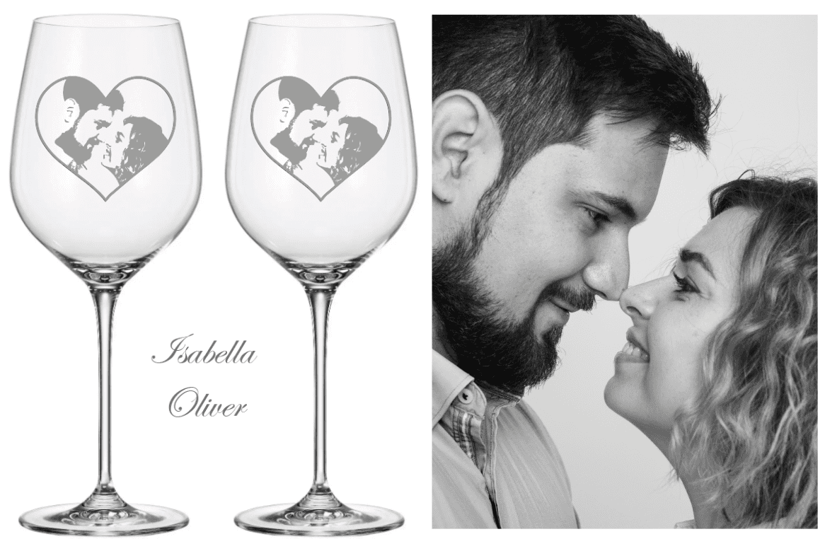 Dekorant Svatební sklenice s fotkami novomanželů 480 ml 2KS