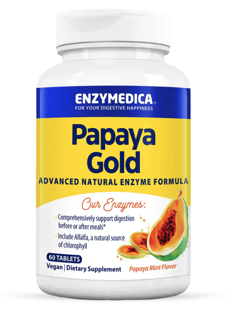 Enzymedica Papaya Gold, Trávící enzymy, papája s mátou, 60 tablet
