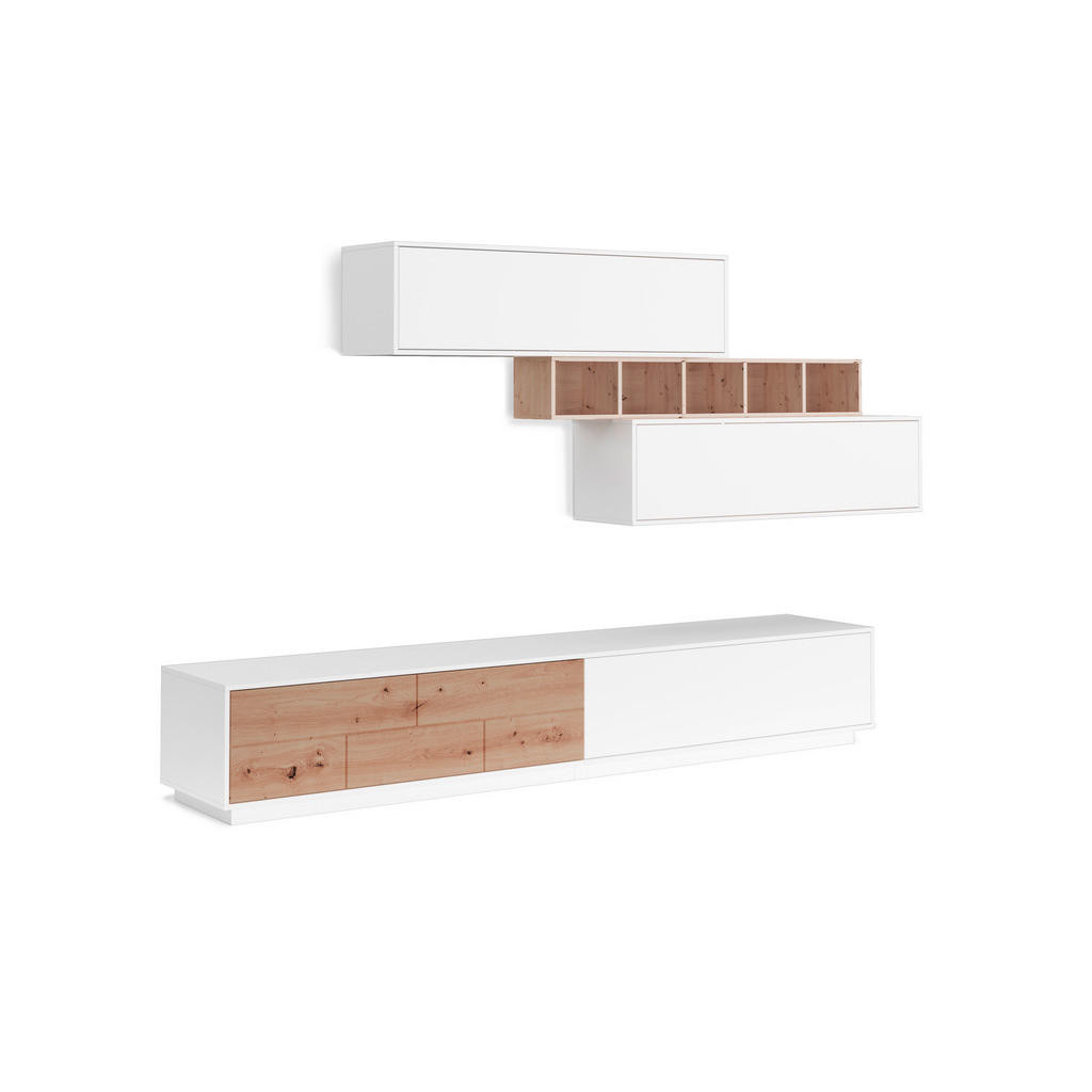 Carryhome OBÝVACÍ STĚNA, bílá, dub artisan