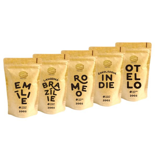 Káva Zlaté Zrnko - Poznej nejprodávanější 1000g (Emílie, Brazílie, Romeo, Indie, Otello)