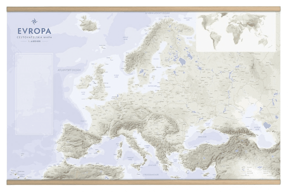 Evropa - Cestovatelská mapa s lištami 1:6 800 000