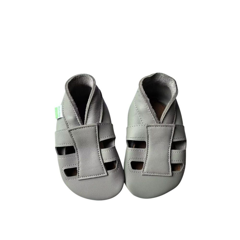 HOPI HOP BAREFOOT KOŽENÉ CAPÁČKY SANDÁLKY  Světle Šedé Dětské barefoot capáčky - 18