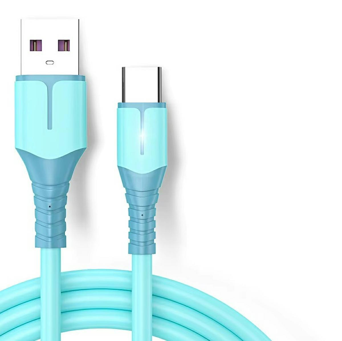 LED21 KK24 KABEL USB TYP-C 2M LED Modrý