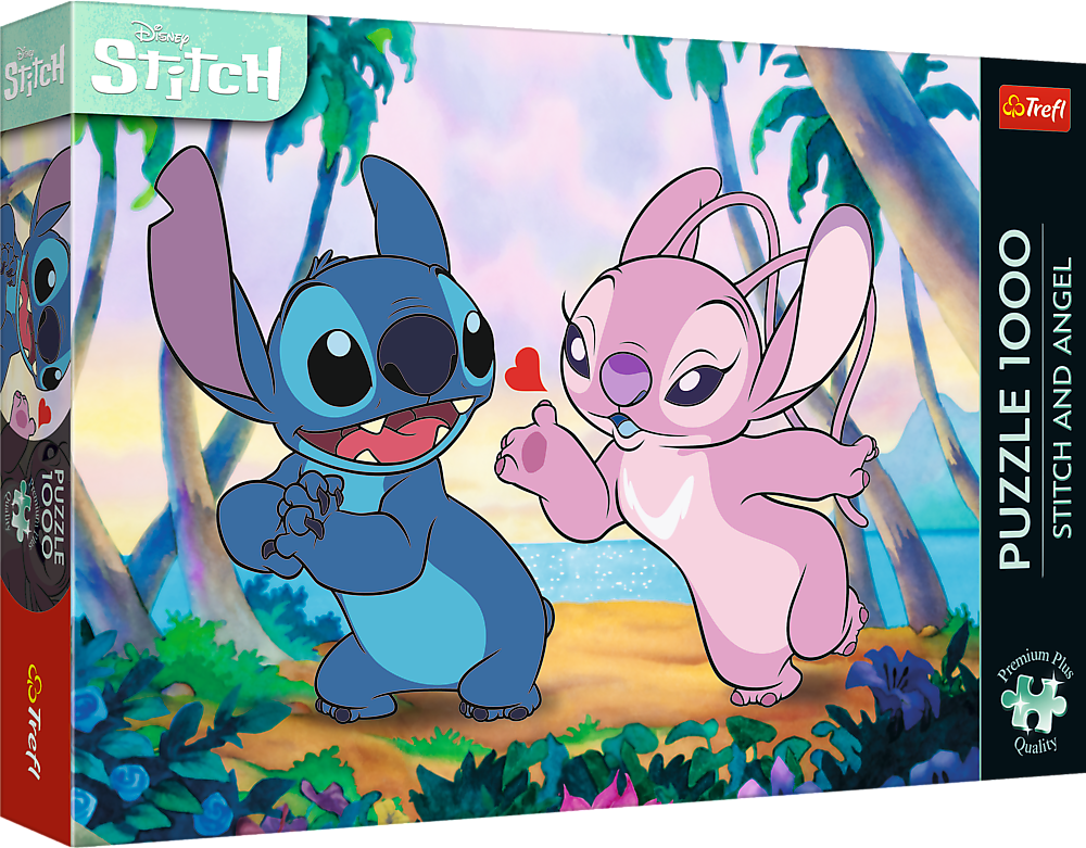 Puzzle Premium Plus: Stitch a Anděl 1000 dílků 68,3x48cm v krabici 40x27x6cm - Trefl