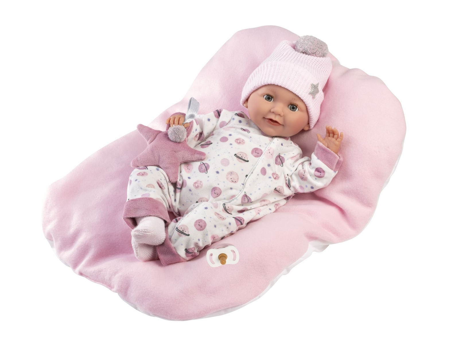 Llorens 74132 NEW BORN - mrkací realistická panenka miminko se zvuky a měkkým látkovým tělem - 42 cm