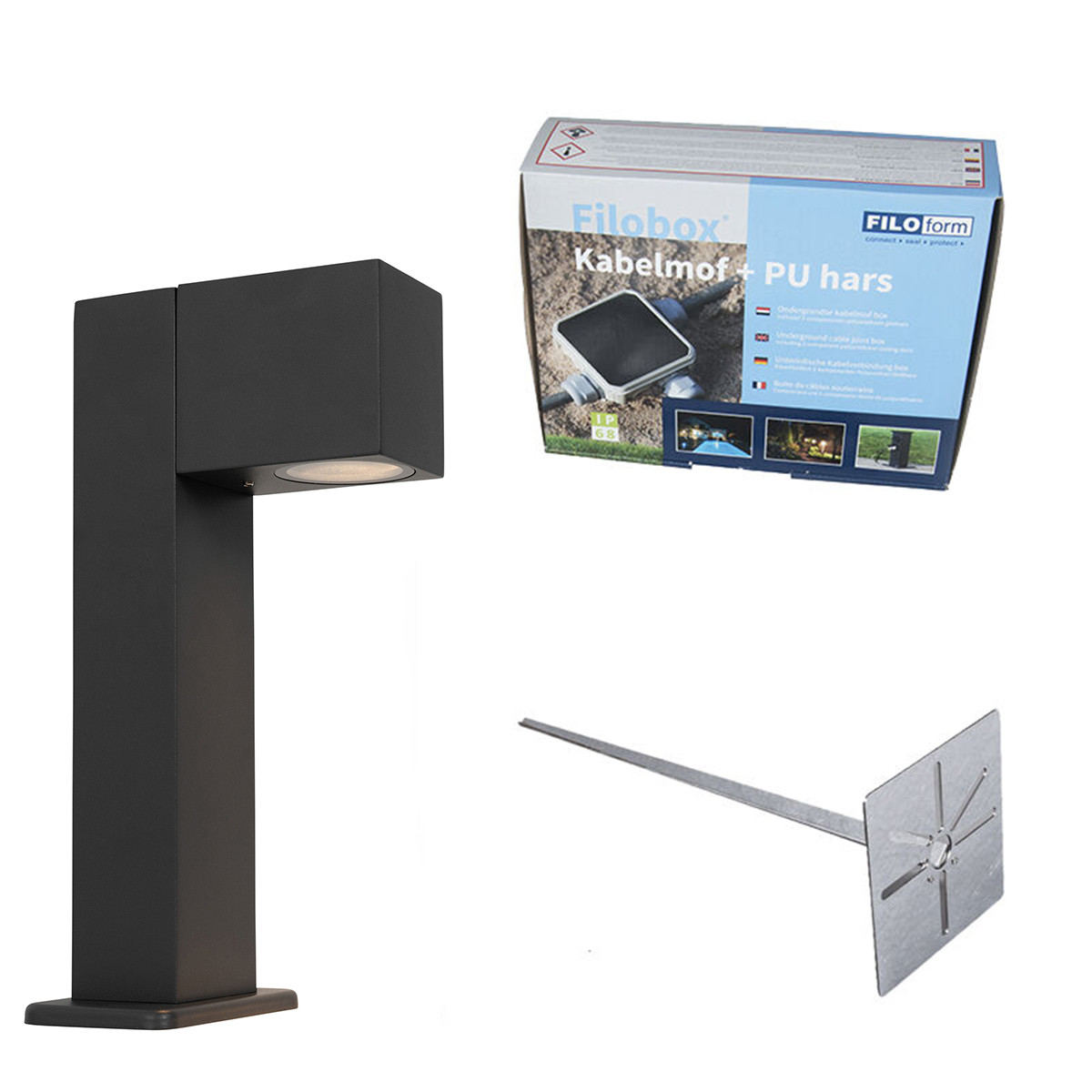 Průmyslové stojací venkovní svítidlo antracitové 30 cm IP44 - Baleno