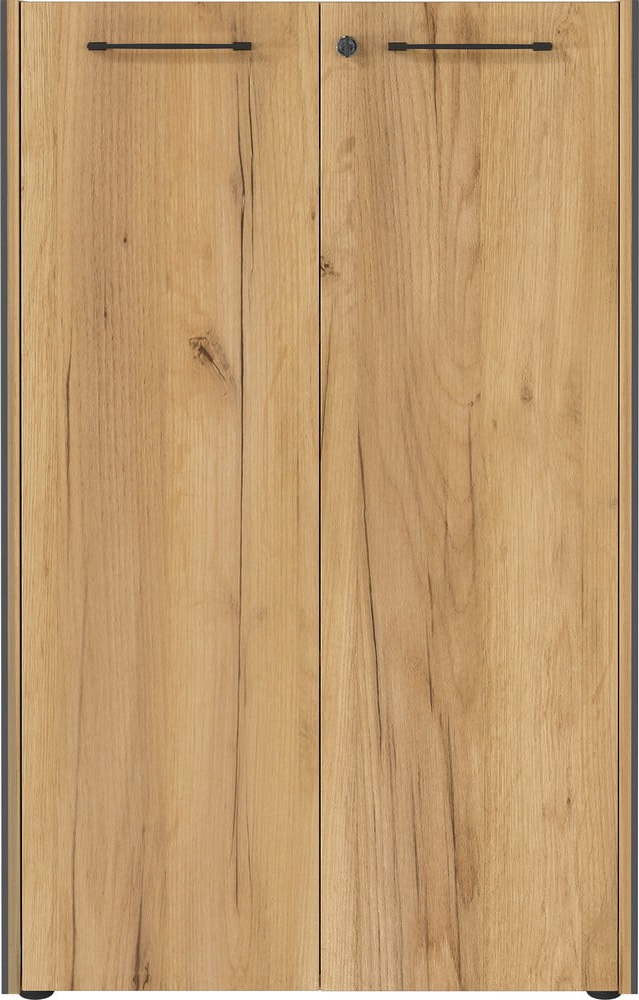 Antracitová/v přírodní barvě uzamykatelná skříňka v dekoru dubu 75x120x40 cm Podium – Germania