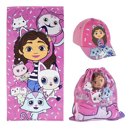 Cerdá Souprava GABBY'S DOLLHOUSE ručník, kšiltovka a sáček