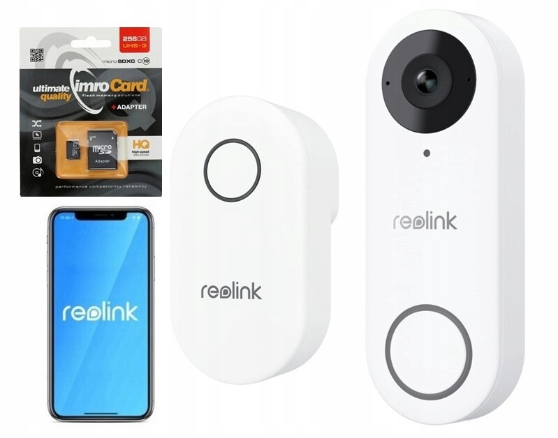 Videozvonek Reolink D340W Wifi 5MP 2k Led dioda bílá Karta 256GB
