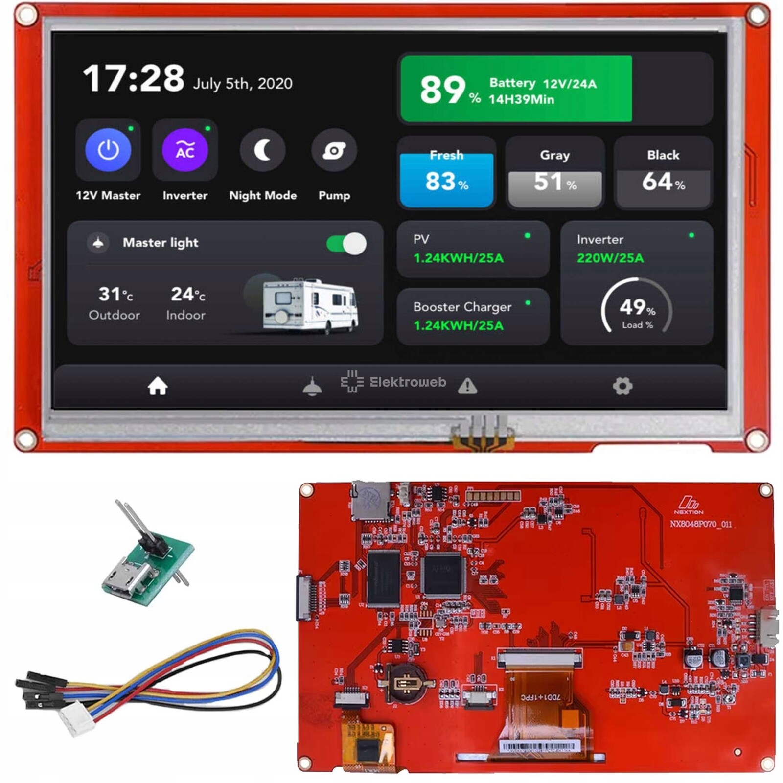 Dotykový LCD displej NX8048P070-011C Nextion Hmi 7