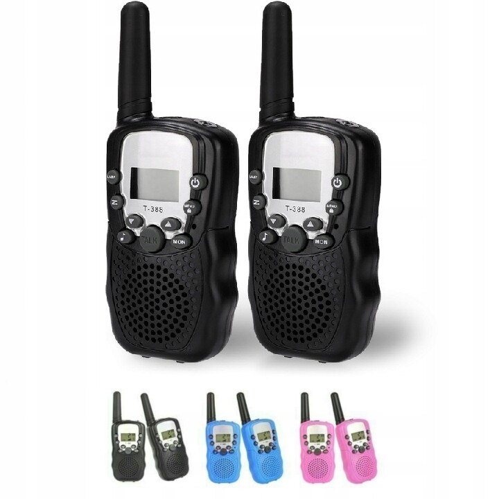 2x Walkie-talkie Vysílačky Pro Děti Černé