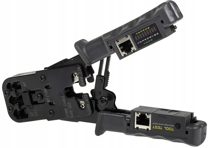 Lisovací Svorka Pro Zástrčky RJ45 4P 6P 8P kat.5e kat.6 S Testerem